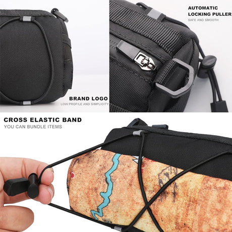 Bicycle handlebar bag - mountain bike bag for road bikes - black commuter shoulder bag