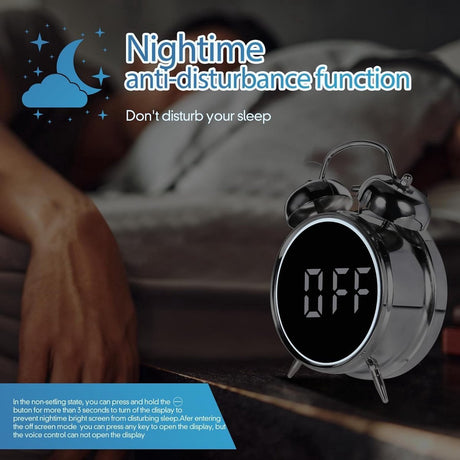 Digital clock - Digital clock - LED display - Bedroom - Clock - Energy efficient - Black
