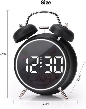 Digital clock - Digital clock - LED display - Bedroom - Clock - Energy efficient - Black