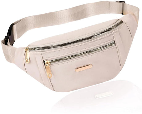 Fanny pack - Travel wallet - Money belt - Fanny pack - Men's and women's fanny pack - Travel - Outdoors - Hiking - Sports - Phone bag - Off-white - Fashion Favorite