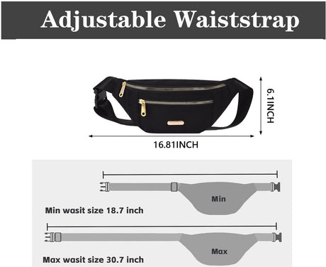 Fanny pack - Travel wallet - Money belt - Fanny pack - Men's and women's fanny pack - Travel - Outdoors - Walking - Sports - Phone bag - Black - Fashion Favorite