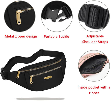 Fanny pack - Travel wallet - Money belt - Fanny pack - Men's and women's fanny pack - Travel - Outdoors - Walking - Sports - Phone bag - Black - Fashion Favorite