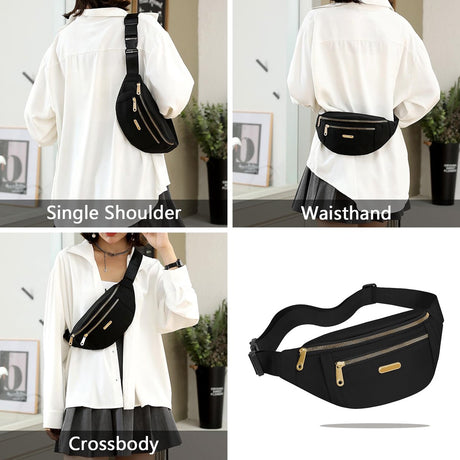 Fanny pack - Travel wallet - Money belt - Fanny pack - Men's and women's fanny pack - Travel - Outdoors - Walking - Sports - Phone bag - Black - Fashion Favorite