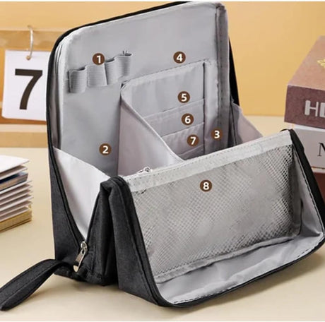 Men's toiletry bag - Women's toiletry bag - Portable toiletry bag with stand - Large fabric toiletry bag with stand - Cosmetic storage bag - Toiletry bag with waterproof handle - Blauw