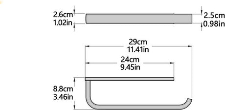 Brushed brass wall-mounted towel rail, 1 piece, for bathroom, 29 cm, bathroom accessory