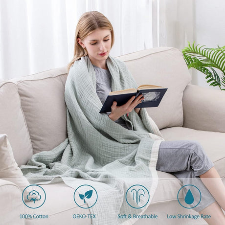 Blanket - Cozy blanket - Soft blanket - Soft and cuddly muslin bedspread - Cotton blanket - Living room blanket - Suitable for all seasons - As a sofa cover - Bedroom - 150x200cm