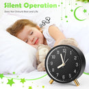 Classic analog Wekker alarm clock, no ticking, with snooze function, ultra-quiet, with night light, battery operated, elegant round metal alarm clock (black)