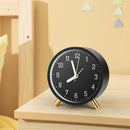 Classic analog Wekker alarm clock, no ticking, with snooze function, ultra-quiet, with night light, battery operated, elegant round metal alarm clock (black)