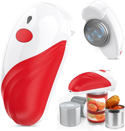 Automatic electric can opener with touch control for all can sizes (red)