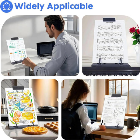 Book stand, reading shelf, paper holder, document holder with 7 adjustable positions, desk paper holder for reading A4 letters, books, receipts, sheet music, textbooks while typing