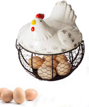 Egg basket, egg holder, egg storage, metal fruit bowl, chicken pattern, ceramic egg storage basket, iron basket for 15 eggs, egg holder, storage case, container