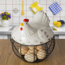 Egg basket, egg holder, egg storage, metal fruit bowl, chicken pattern, ceramic egg storage basket, iron basket for 15 eggs, egg holder, storage case, container