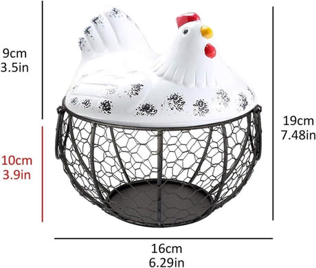Egg basket, egg holder, egg storage, metal fruit bowl, chicken pattern, ceramic egg storage basket, iron basket for 15 eggs, egg holder, storage case, container
