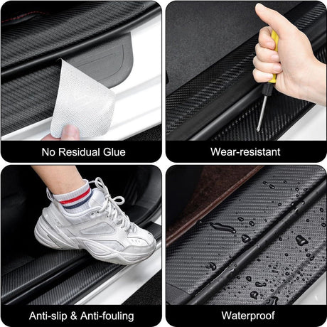 Car Door Sill Moldings - Set of 5, Universal Entry Moldings for SUVs, Anti-Scratch Stickers with Film