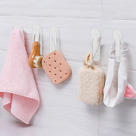 8-piece set - Hooks - Key hooks - Clothes hooks - Towel hooks - Curtain cord holder - Self-adhesive - for bathroom, living room, kitchen - Plastic - White - 6.9*2cm
