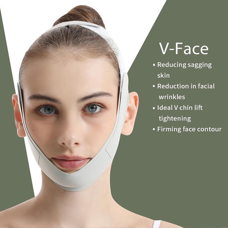 Reusable face sleep mask - V-shaped chin strap - Firming and tightening band for double kin - Sleep mask - Light green