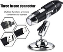 Microscope - Children's Microscope - USB Type-C Digital Microscope - 3 in 1, 50X-1600X Magnification - Adapter and Endoscope with Stand - Black
