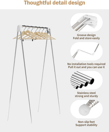 Travel clothes hanger - folding clothes hanger - clothes rack - Wasrek folding clothes rack - suitable for travel - folding clothes rack - freestanding clothes drying rack - drying tower - clothes drying rack - bathroom/balcony/indoor/outdoor