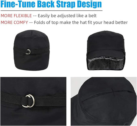 Beanie - Men's Beanie - Men's Winter Beanie - Warm Hats - With Ear Flaps - Ideal for Cold Weather - Faux Fur Lining - Unisex - Warmth - Winter - Sport - Outdoors - Gift Idea - Black