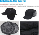 Beanie - Men's Beanie - Men's Winter Beanie - Warm Hats - With Ear Flaps - Ideal for Cold Weather - Faux Fur Lining - Unisex - Warmth - Winter - Sport - Outdoors - Gift Idea - Black
