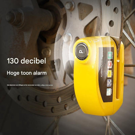 Bicycle disc brake lock - Disc brake alarm - With reminder cable - 7 mm - Motorcycle lock - Scooter lock - Disc brake lock - Yellow
