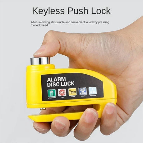 Bicycle disc brake lock - Disc brake alarm - With reminder cable - 7 mm - Motorcycle lock - Scooter lock - Disc brake lock - Orange