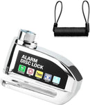 Bicycle disc brake lock - Disc brake alarm - With reminder cable - 7 mm - Motorcycle lock - Scooter lock - Disc brake lock - Silver