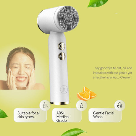 Facial Cleansing Brush - Sonic Roller - Spin - Electric Facial Cleanser - Facial Care - Keratin - Electric - Portable - Waterproof - 6 Interchangeable Brush Heads - Suitable for Women's and Men's Skin - 6 in 1 - White