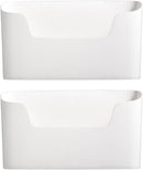 Storage boxes - Wall-mounted storage boxes - Wall-mounted filing cabinets - Mail and magazine organizers - Self-adhesive single-compartment door - No drilling required - For storing office supplies - (White, set of 2)