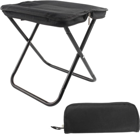 Portable folding camping stool with carrying bag, portable folding chair, folding camping stool, outdoor footrest for travel, walking, hiking, fishing, picnics and barbecues (black)