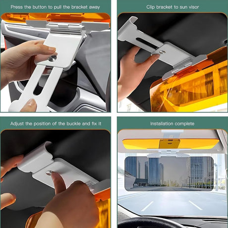 Car Sunshade - 2-in-1 Sunshade Extension - Day and Night Glare Protection - For All Vehicles - Driver and Passenger Side Sunshade