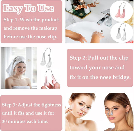Silicone nose clips for women with wide noses (2 pieces) (transparent pink)