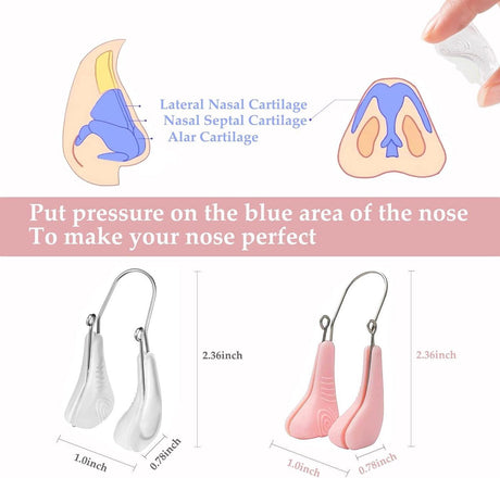 Silicone nose clips for women with wide noses (2 pieces) (transparent pink)