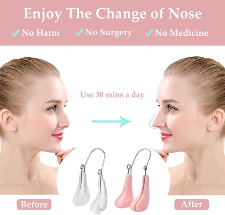Silicone nose clips for women with wide noses (2 pieces) (transparent pink)