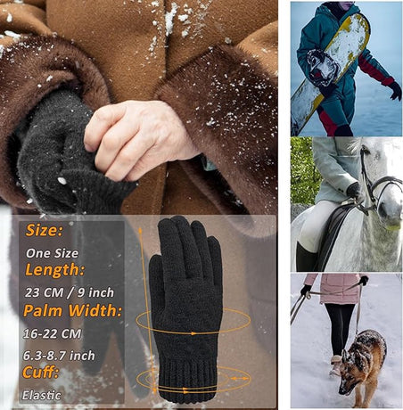 Gloves - Winter Gloves - Heated Gloves - Thermal Gloves - Men's Wool Gloves - Women's Winter Gloves - Thick Cashmere Warm Gloves - Touchscreen Compatible - Outdoor Sports Gifts for Men and Women