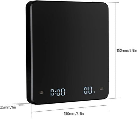 Precision Scale - Barista Scale - Coffee Scale with Timer - Small 3 kg / 0 g Coffee Scale with Gravity Sensor - Rechargeable Kitchen Scale - Barista Essential - High Precision - Black