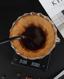 Precision Scale - Barista Scale - Coffee Scale with Timer - Small 3 kg / 0 g Coffee Scale with Gravity Sensor - Rechargeable Kitchen Scale - Barista Essential - High Precision - Black