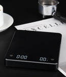 Precision Scale - Barista Scale - Coffee Scale with Timer - Small 3 kg / 0 g Coffee Scale with Gravity Sensor - Rechargeable Kitchen Scale - Barista Essential - High Precision - Black