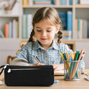 Corduroy Pencil Case - Cute pencil case with a convenient zipper - Makeup bag - Suitable for school-aged teenagers, boys and girls - black