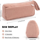 Corduroy Pencil Case - Cute pencil case with a practical zipper - Makeup bag - Suitable for school-aged teenagers, boys and girls - brown