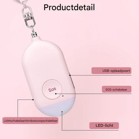 Rechargeable Personal Alarm – Keychain – Personal Alarm – Alarm Keychain – Rechargeable LED Flashlight – Self-Defense Products – Self-Defense Alarm – Personal Alarm – Pink