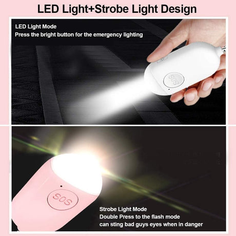 Rechargeable Personal Alarm – Keychain – Personal Alarm – Alarm Keychain – Rechargeable LED Flashlight – Self-Defense Products – Self-Defense Alarm – Personal Alarm – Pink