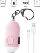 Rechargeable Personal Alarm – Keychain – Personal Alarm – Alarm Keychain – Rechargeable LED Flashlight – Self-Defense Products – Self-Defense Alarm – Personal Alarm – Pink