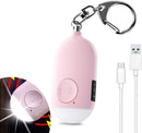 Rechargeable Personal Alarm – Keychain – Personal Alarm – Alarm Keychain – Rechargeable LED Flashlight – Self-Defense Products – Self-Defense Alarm – Personal Alarm – Pink