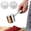 Professional Meat Tenderizer - Meat Mallet - Double-Sided Stainless Steel Meat Tenderizer - Steak Mallet with Non-Slip Wooden Handle - Dishwasher Safe Kitchen Utensil