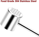 Professional Meat Tenderizer - Meat Mallet - Double-Sided Stainless Steel Meat Tenderizer - Steak Mallet with Non-Slip Wooden Handle - Dishwasher Safe Kitchen Utensil