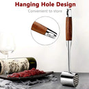 Professional Meat Tenderizer - Meat Mallet - Double-Sided Stainless Steel Meat Tenderizer - Steak Mallet with Non-Slip Wooden Handle - Dishwasher Safe Kitchen Utensil