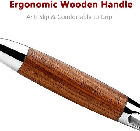 Professional Meat Tenderizer - Meat Mallet - Double-Sided Stainless Steel Meat Tenderizer - Steak Mallet with Non-Slip Wooden Handle - Dishwasher Safe Kitchen Utensil