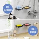 Soap dish - 2 pieces - Soap dish - Shower - Bathroom - Black - Self-adhesive - Space aluminum