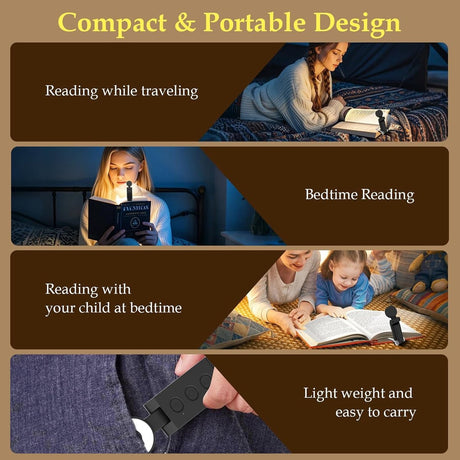 Reading light for books - For bed - With clip - Rechargeable - 5 settings - Bedside lamp - Black